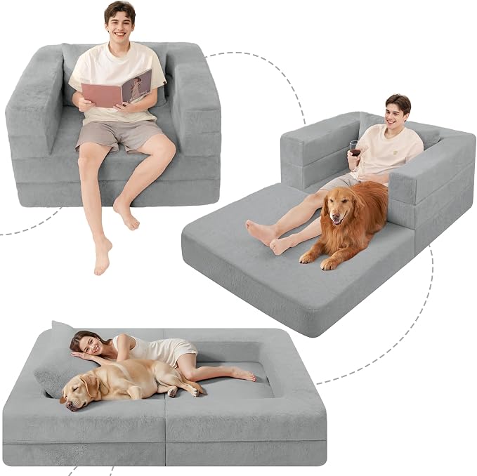 Futon Sofa Bed with Pillow, 3-in-1 Sleeper Sofa Bed with Removable Cover - Image 9