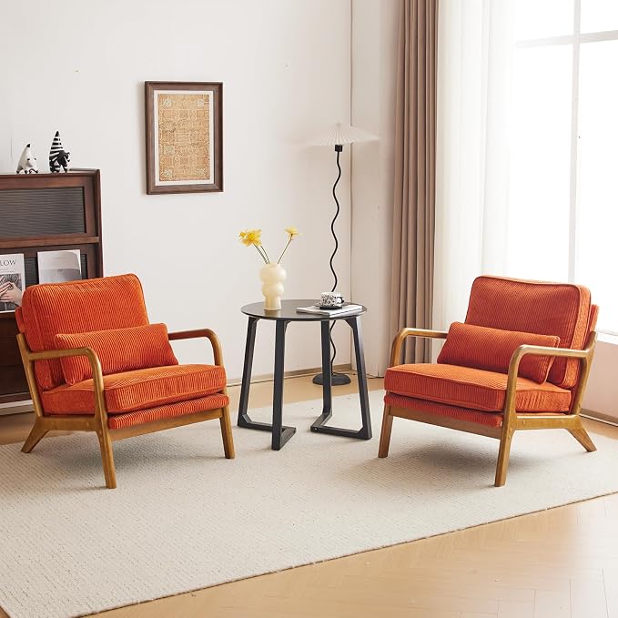Karl home Mid-Century Modern Accent Chair, Living Room Chairs - Image 8