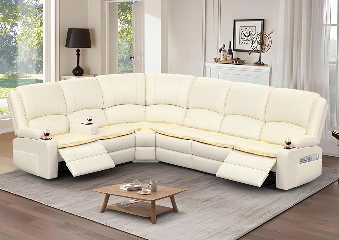Yolsali Manual Reclining Sectional Sofa Set, 6 Seats Soft Leather Recliner by SavortheHappyMoments
