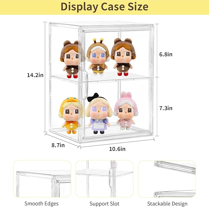 Acrylic Display Case, 2 Tier Clear Plastic Stackable Storage Bins - Image 6