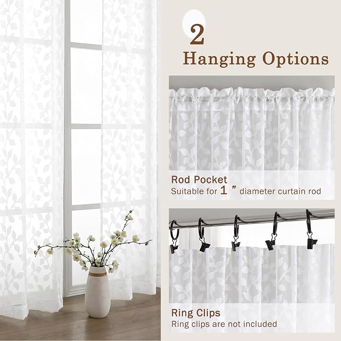 Chyhomenyc Extra Long White Sheer Curtains 120 Inch Length 2 Panels Set - Image 5