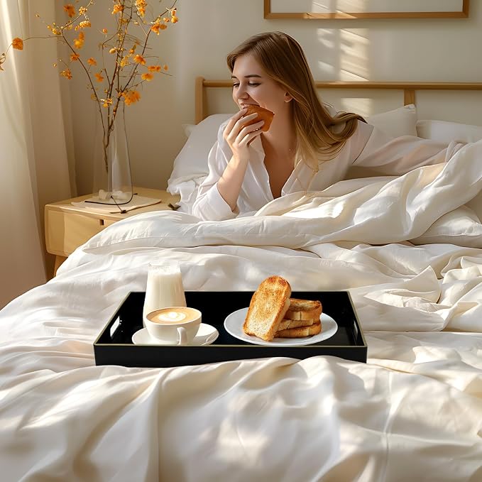 MAONAME Black Decorative Tray for Coffee Table, Modern Serving Tray - Image 5