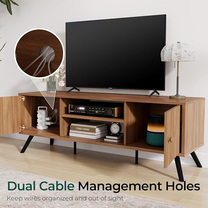 COMHOMA TV Stand for Living Room, Mid Century Modern Entertainment Center for - Image 6