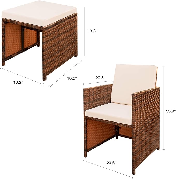 Devoko 4 Pieces Patio Wicker Furniture Set Outdoor Patio Chairs - Image 7