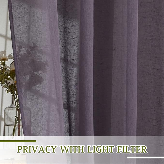 NICETOWN Flax Linen Sheer Curtains - Image 2