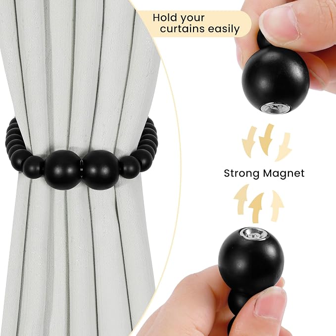 Magnetic Curtain Tiebacks, 4 Pack Curtain Holdbacks - Image 2