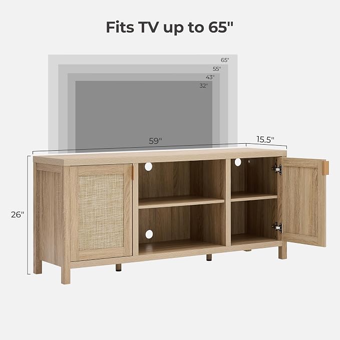 SICOTAS Rattan TV Stand for Living Room - Image 2