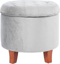 Homepop Home Decor | Upholstered Round Velvet Tufted Foot Rest Ottoman | Ottoman by HomePop