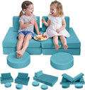 MeMoreCool Kids Play Couch, 8-Piece Modular Toddler Couch Set in Teal Blue by MeMoreCool