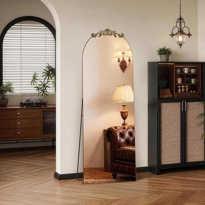 MISSDAY Vintage Baroque Full Length Mirror, Full Metal Frame Stand Up Retro by MISSDAY