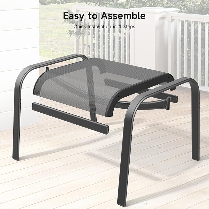 ONBRILL Outdoor Ottoman Set of 2, All Weather Outdoor Foot Stool - Image 8