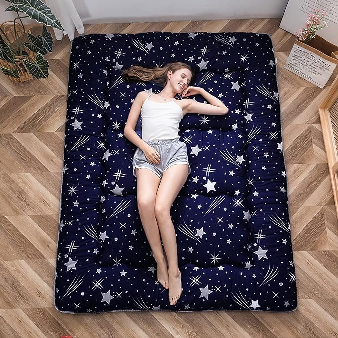 MAXYOYO Navy Starry Sky Japanese Floor Futon Mattress, Tatami Mat Portable - Image 6