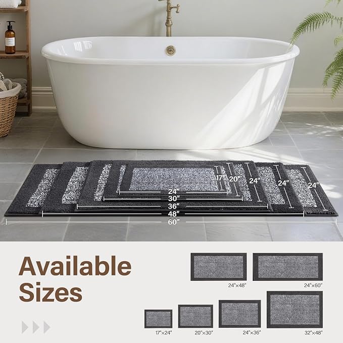 48x32 Large Bathroom Rugs Washable Non Slip, Dark Grey Bath Mat - Image 8