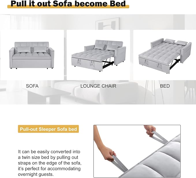 Convertible Sleeper Sofa Bed, Loveseat Sleeper Sofa - Image 7