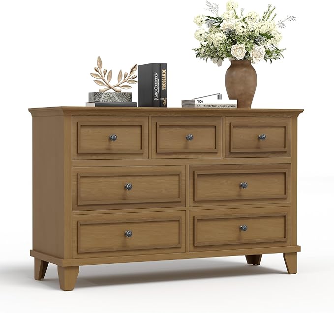 IDEALHOUSE 7 Drawer Dresser, Large Wooden Storage Chest of Drawers - Image 8