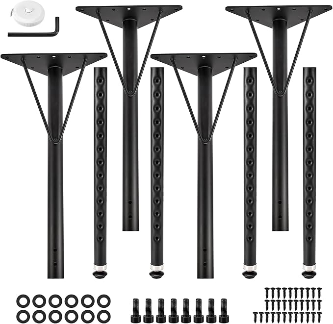 Adjustable Table Legs 19-30 Inch, Heavy Duty Steel Furniture Legs - Image 7