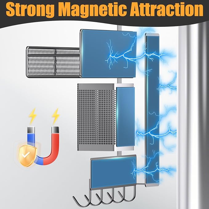 Magnetic Spice Rack for Refrigerator, 7 Pack 100% Metal Strong Magnet Shelves - Image 3