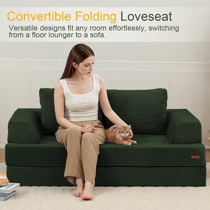 COMAX Futon Sofa Bed, Convertible Folding Sofa Bed, Boneless Couch Loveseat - Image 3