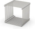 Square Geometry Retro Side Table Prime-Stainless Steel Linear Metal End Table by Unknown