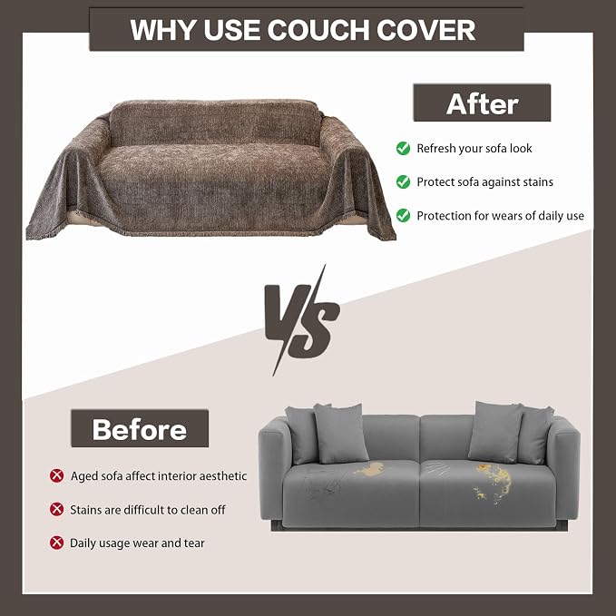 DREAMINGO Chenille Sofa Cover Washable Pet Couch Protector Cover Textured Couch - Image 5