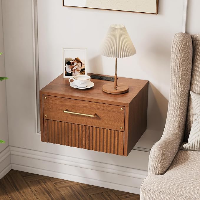 JOINICE Floating Nightstand Set of 2, Mid Century Modern Wall Mounted Bedside - Image 7