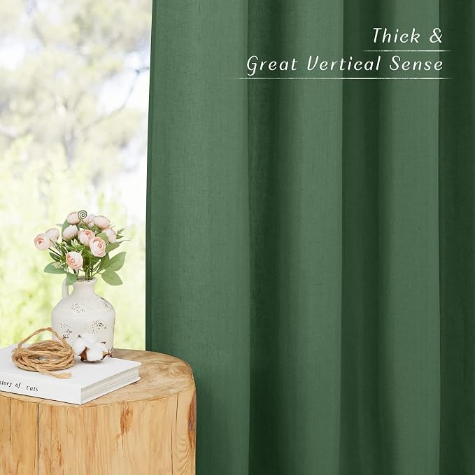 NICETOWN Linen Olive Green Window Curtains 84 inches Long, Grommet Thick Linen - Image 6