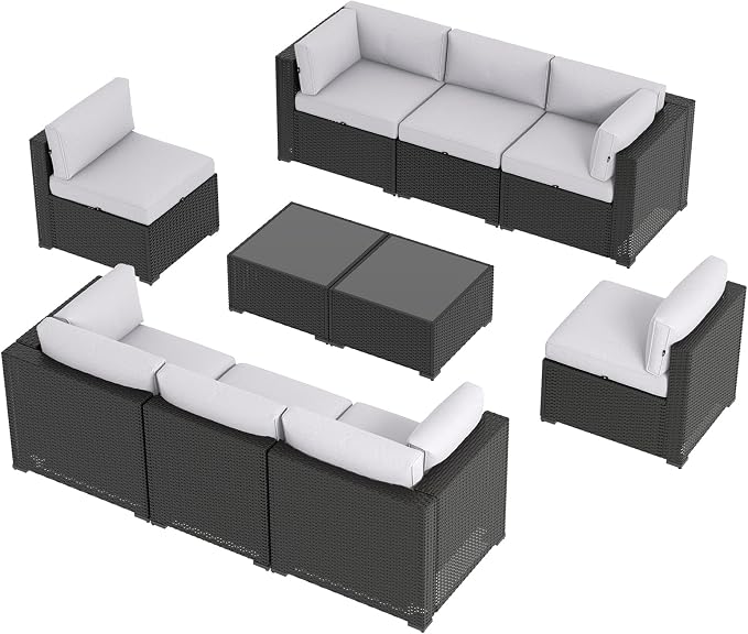 Aoxun 10 Piece Patio Furniture Set Wicker Rattan Patio Sectional Sofa Set - Image 4