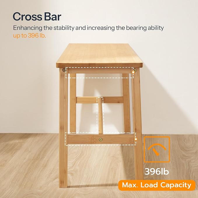 HOOBRO 39.3'' Bamboo Dining Bench, Farmhouse Table Bench, Kitchen & Living Room - Image 3
