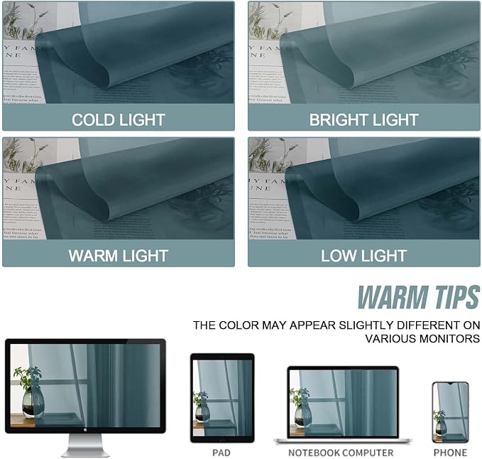 Valances for Windows 14 inch Length 2 Panels, Small Voile Sheer Curtains for - Image 7