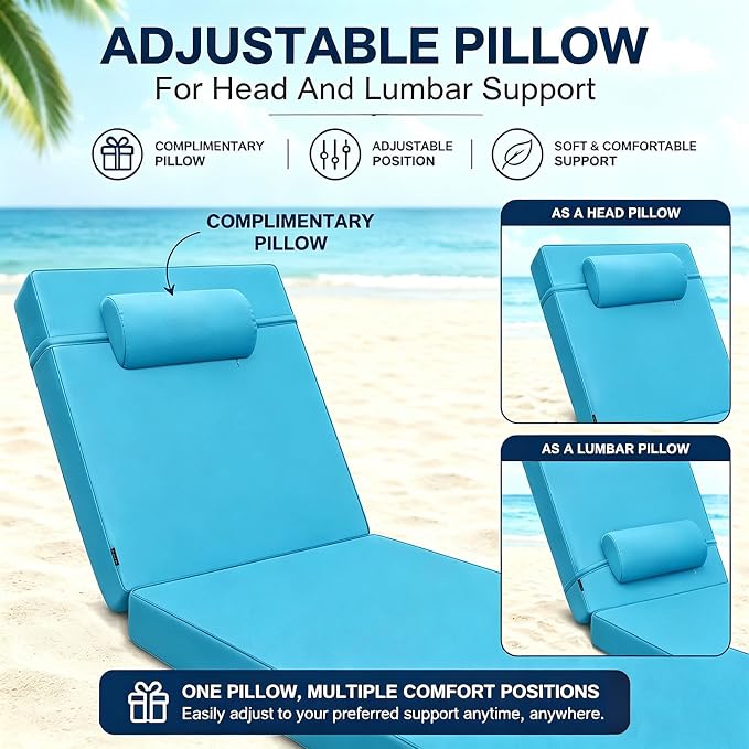 Chaise Lounge Cushion for Outdoor Furniture, Waterproof, Fade-Resistant and - Image 5