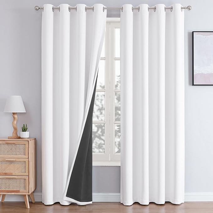 ChrisDowa White 100% Blackout Curtains 80 inch Long by ChrisDowa