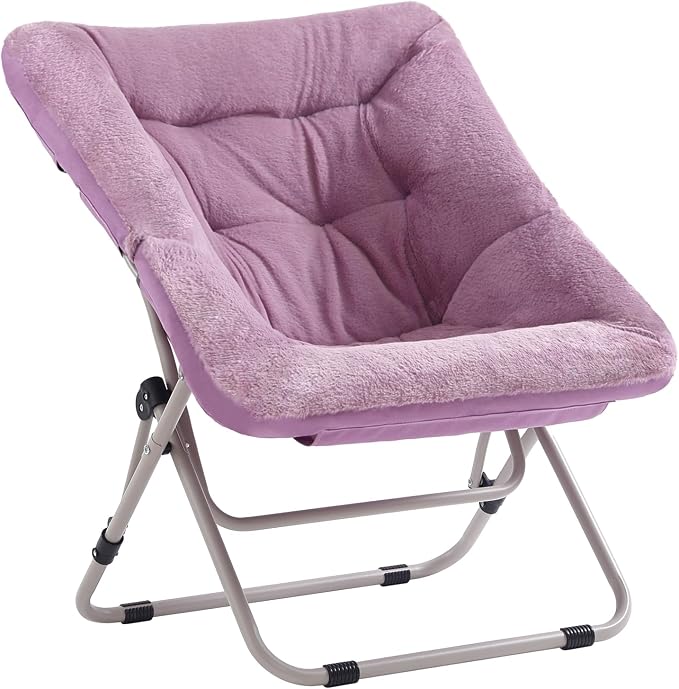 Tiita Comfy Folded Chair, Soft Faux Fur Oversized Folding Accent Chair by TiitaHome