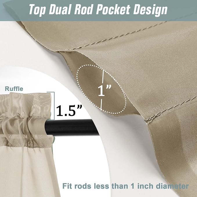 Taupe Sheer Curtains for Window 96 Inches Long 2 Panels Set, Soft Airy Light - Image 3