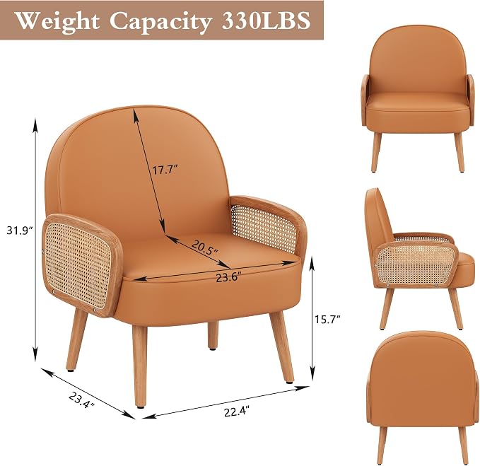 Aklaus Mid Century Modern Accent Chair Armchair - Image 2