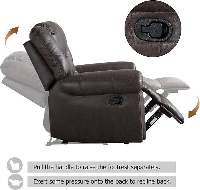 CANMOV Leather Recliner Chair, Classic and Traditional Manual Recliner Chair - Image 4