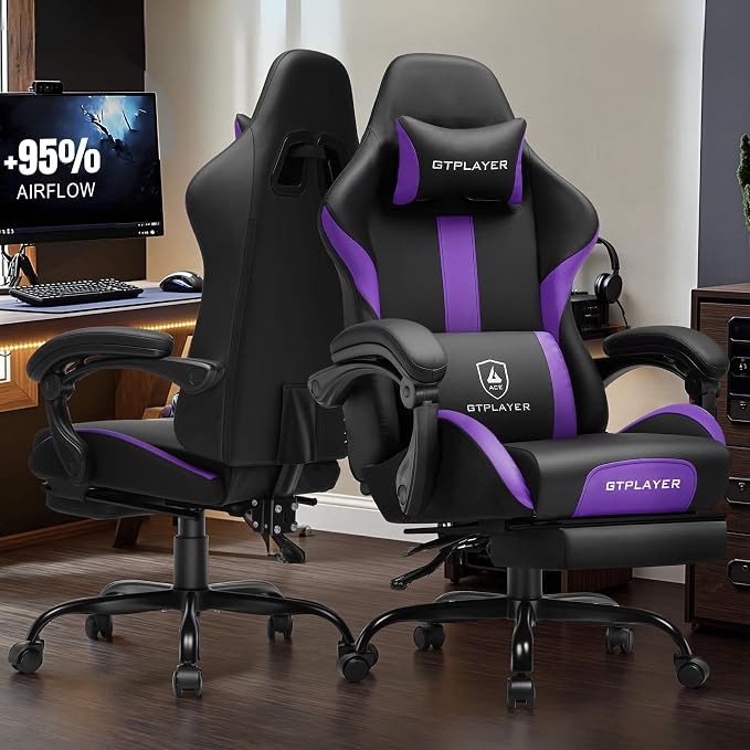 GTPLAYER Gaming Chair with Pocket Spring Cushion, Leather Office Chair with - Image 2
