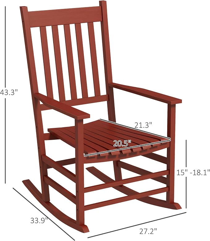 Outsunny Outdoor Rocking Chair Set of 2, Patio Rocking Chair - Image 3