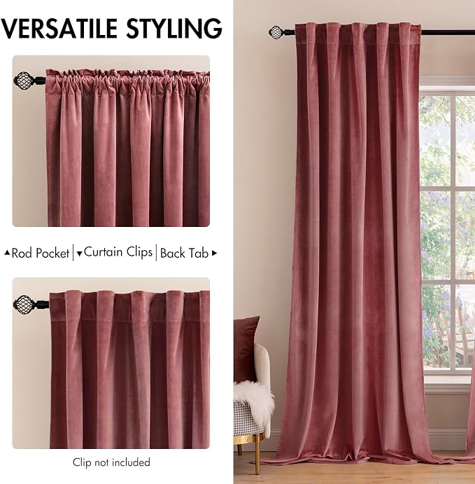 MIULEE Velvet Curtains 96 inches 2 Panels - Image 2