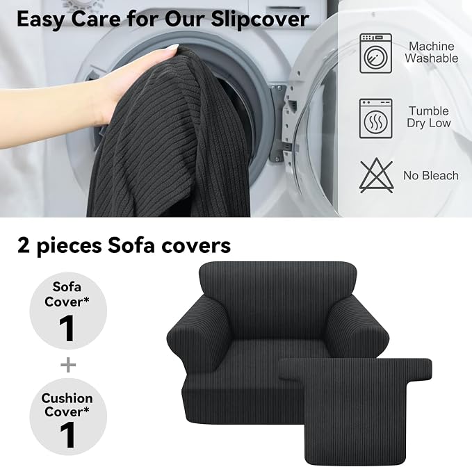 Waterproof Chair Cover with Arms 2-Piece Set Striped Slipcover - Image 5