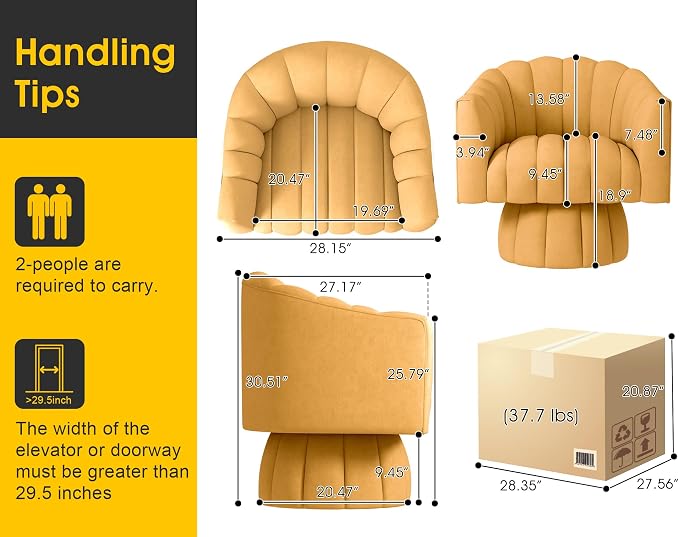 Dewhut Swivel Accent Chair, 360° Swivel Barrel Chair - Image 2