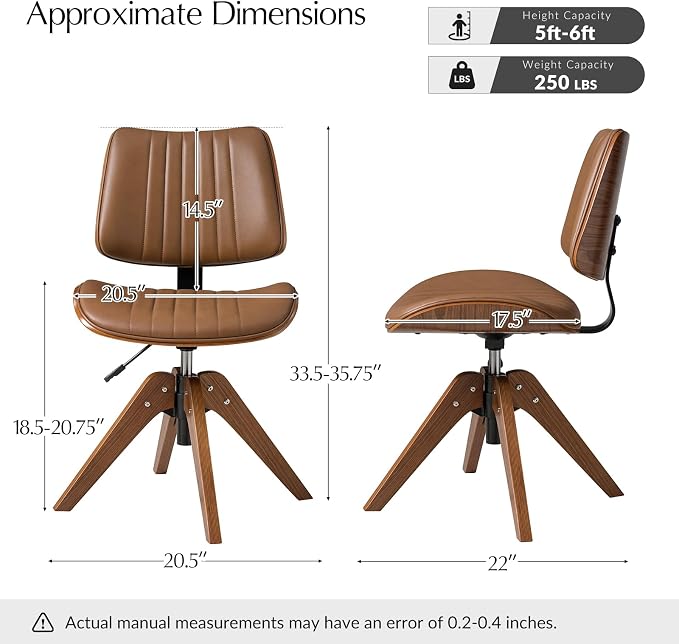 HULALA HOME Faux Leather Home Office Chair - Image 2