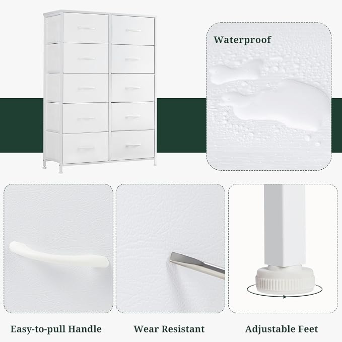 10-Drawer Dresser for Bedroom, Anti-Tip Tall Storage Organizer Chest of Drawers - Image 7