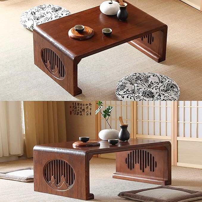 Vintage End Table, Japanese Style Tatami Coffee Tables Mortise and Tenon - Image 6