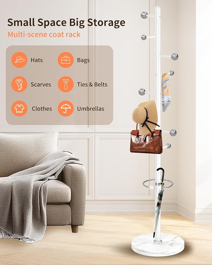 ZOZOE Metal Coat Rack Stand, Modern Coat Rack Freestanding - Image 5