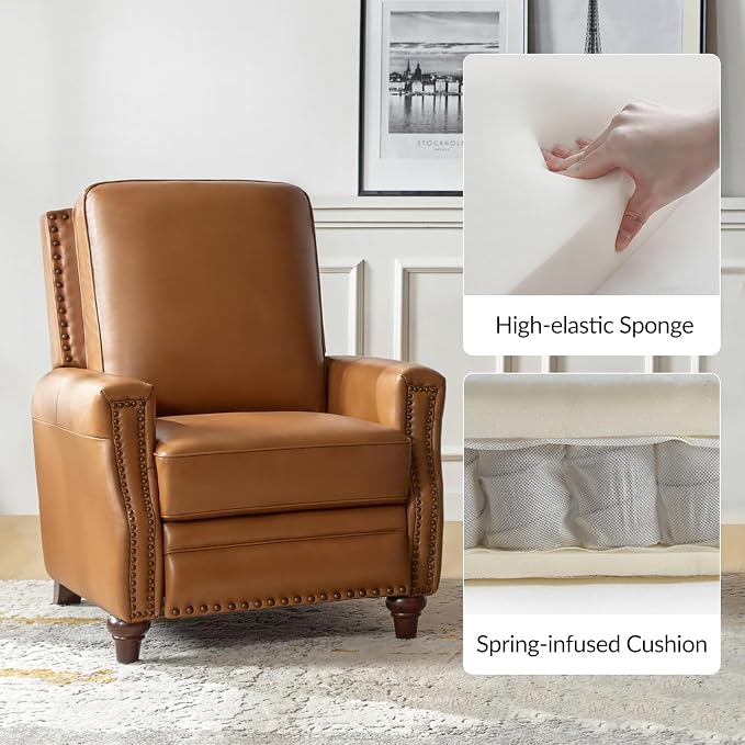 HULALA HOME Genuine Leather Manual Recliner Chairs Set of 2 - Image 8