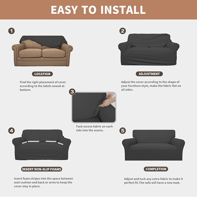 Easy-Going 100% Waterproof Oversized Loveseat Couch Cover, Dual Waterproof Sofa - Image 5