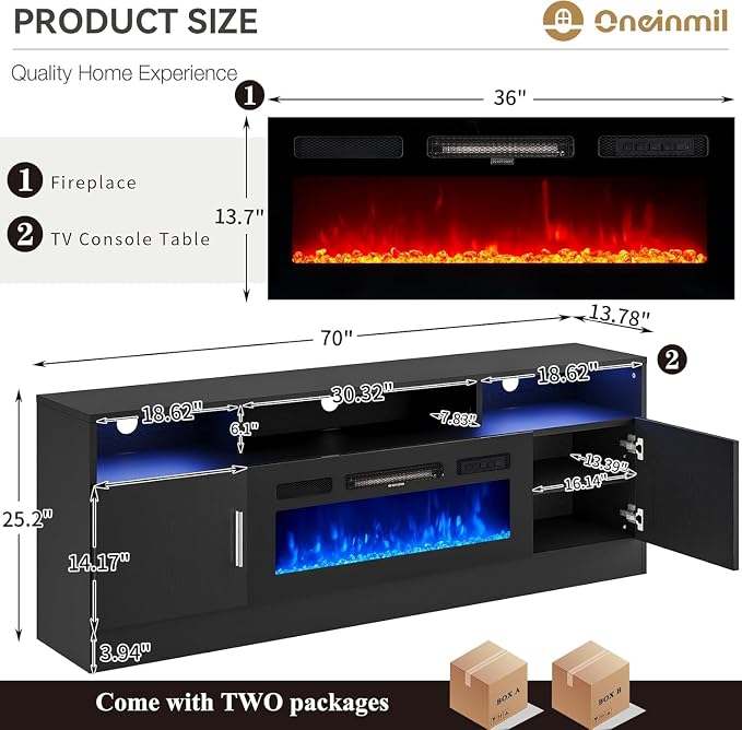 oneinmil 70" Fireplace TV Stand - Image 5