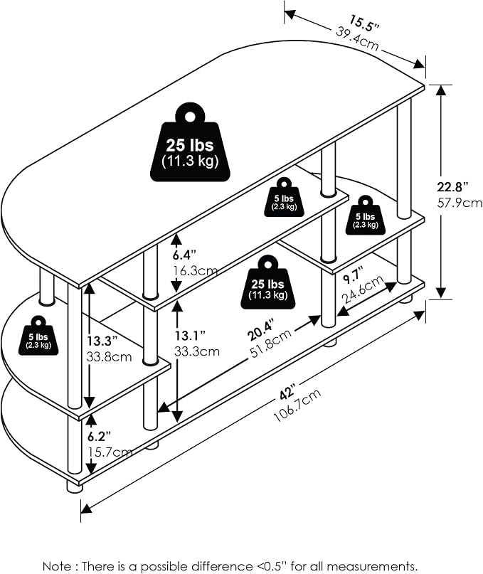 Furinno Jaya TV Stand, 4-Tier Toolless Assembly Corner Entertainment Center - Image 3
