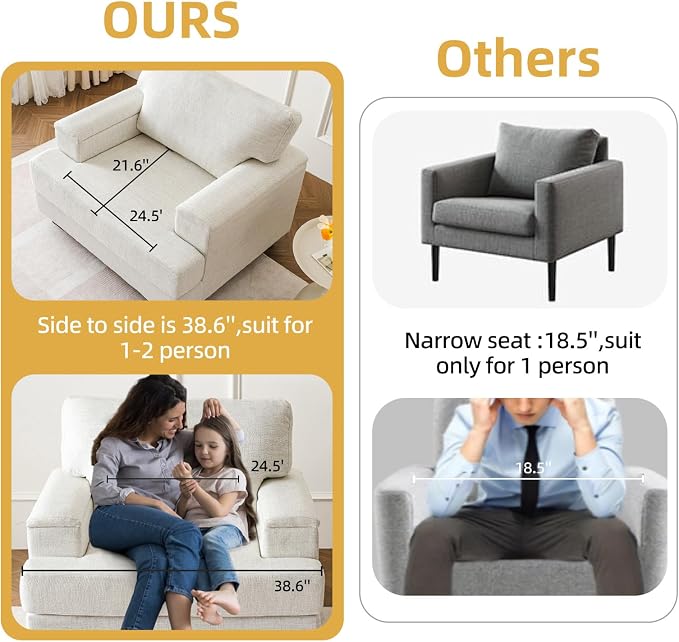 Oversized Accent Chair with Armrest Organizer, Comfy Living Room Chairs with - Image 5