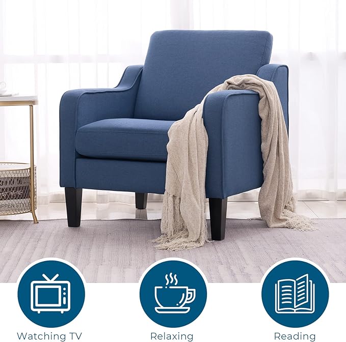 VINGLI Modern Accent Chairs Set of 2, Upholstered Sofa Chair Reading Chair - Image 5